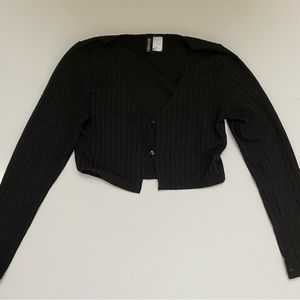 H&M Black Size Small Ribbed Knit Cardigan